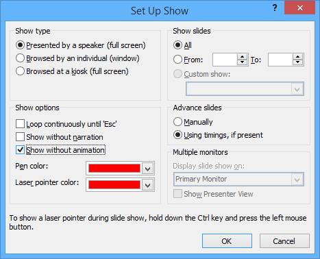 Set up show dialog in PowerPoint.