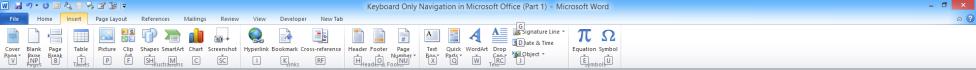 Insert Tab on the Ribbon in Microsoft Word 2010 with badges.