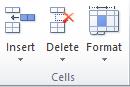 Cells group in the Ribbon in Microsoft Excel 2010.