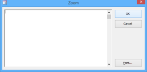 Zoom dialog in Microsoft Access.