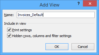 Create custom default view dialog.