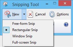 Snipping Tool types of screenshots.