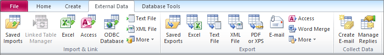 Microsoft Access External Data tab to convert report to PDF.