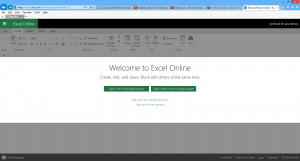 Access Microsoft Excel Online log in screen