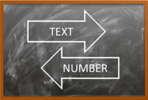 Convert text to numbers in Excel with arrows on a blackboard.