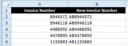 Excel Flash Fill Example adding text to numbers finished.