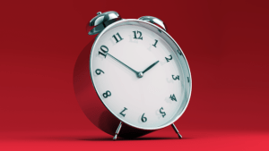 Clock indicating saving time in Microsoft Visio.