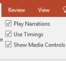 Options in PowerPoint Ribbon to turn off narrations or timings.