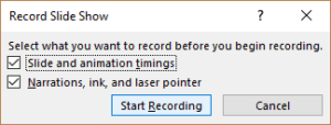 Record Slide Show dialog box in PowerPoint.