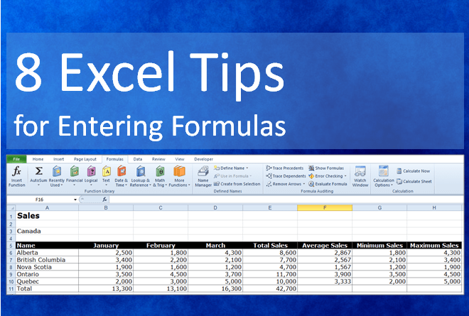 8 Excel Tips for Entering Formulas