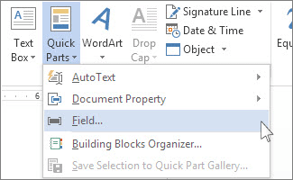 create text fields in word