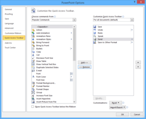 Options dialog box in Microsoft PowerPoint.