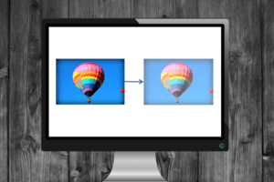 Make a picture transparent in PowerPoint (two pictures on monitor).