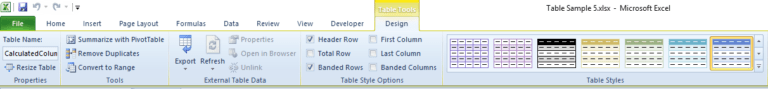 excel table tool