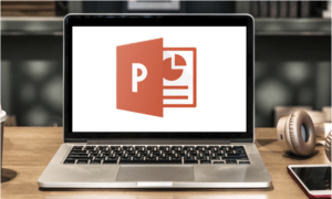 Microsoft PowerPoint training in Toronto. Laptop with Microsoft PowerPoint icon representing Microsoft PowerPoint training courses in Toronto Ontario Canada.