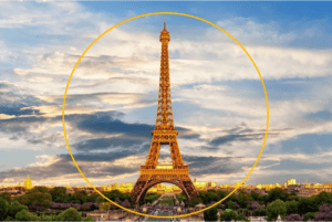 Crop image into a circle in PowerPoint using Merge Shapes represented by Paris picture and circle.