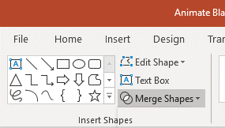 Microsoft PowerPoint Merge Shapes on the Drawing Tools Format tab.