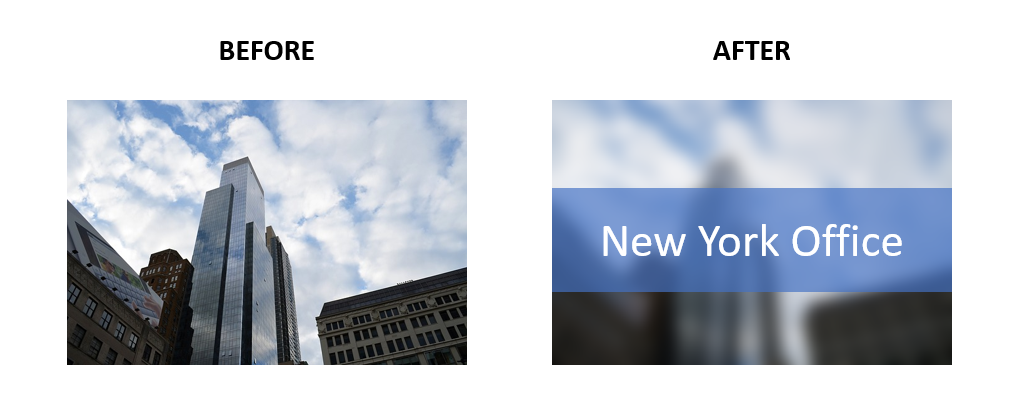 Sample 1 of blur image in PowerPoint with before and after of a building.