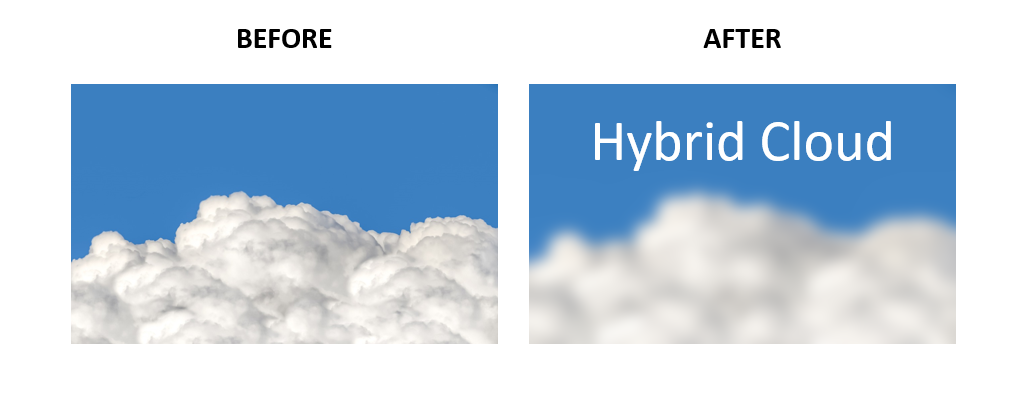 Sample 3 of blur image in PowerPoint with before and after of clouds.