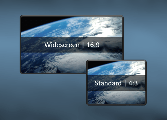 Change slide size or dimenstions in PowerPoint represented by widescreen or standard aspect ratio displayed on screen
