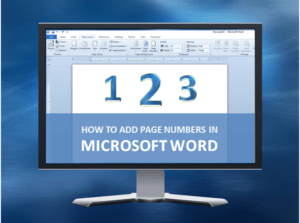 Add page numbers in Word in computer monitor.