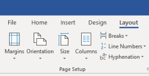 Breaks command in the Page Setup group in Microsoft Word.