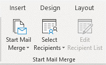 Select recipients command in Word Mailings tab in the Ribbon.