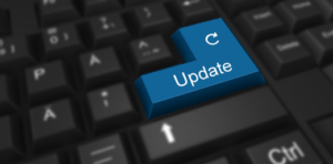 Keyboard with Update key representing updating fields in Microsoft Word.
