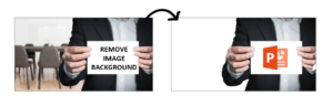 Remove the background of an image in PowerPoint. Two copies of a picture with the background of the second picture removed.