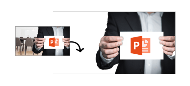 Remove background of a picture in PowerPoint repreesented by person holding a picture with background removed.