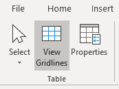 View gridlines for tables in Microsoft Word.