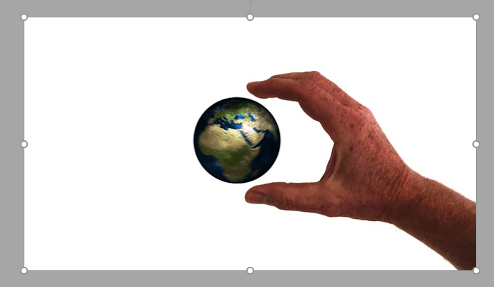 Globe picture with a white box around it in PowerPoint.
