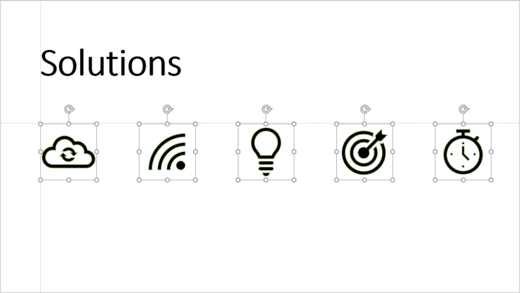 Guides used to align objects in PowerPoint.