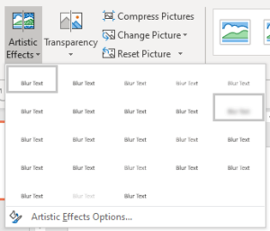 Blur in Artistic Effects in PowerPoint.