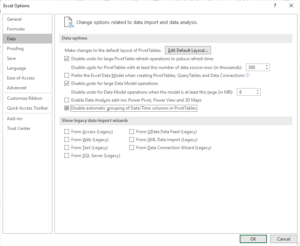Excel Options dialog box.