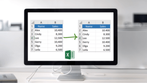 Change commas to decimals and vice versa in Excel with Excel sheets on monitor.