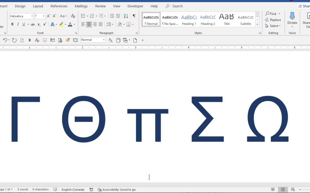 Greeks symbols to insert into Microsoft Word.