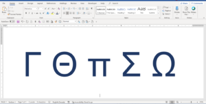 Greeks symbols to insert into Microsoft Word.