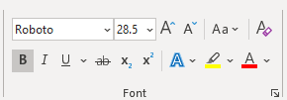 Superscript and subscript buttons in the Font group on the Home tab in Word.