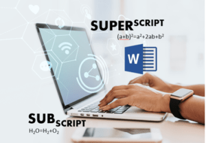 Superscript or subscript in Word (woman using laptop).