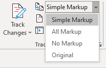Hide or show comments in Word using Display for Review drop-down menu.