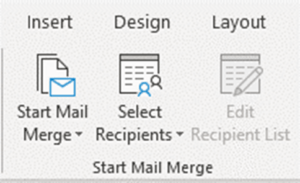 Start mail merge command in Ribbon in Word.