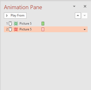 Animation pane with fade in and fade out animations in PowerPoint.