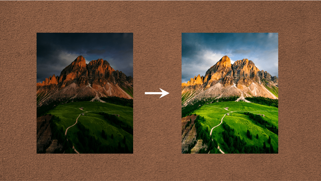 Change picture brightness or contrast in powerpoint represented by two pictures.