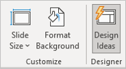 Design Ideas on the Design tab in PowerPoint.