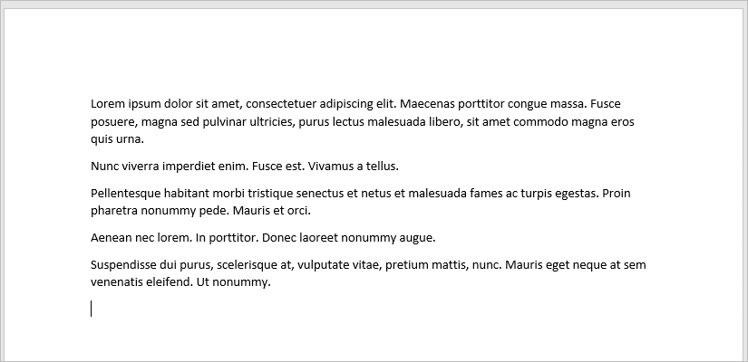 Random or lorem ipsum text in a Word document.