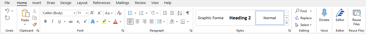Replace command on Home tab in the Ribbon to find and replace words or characters.