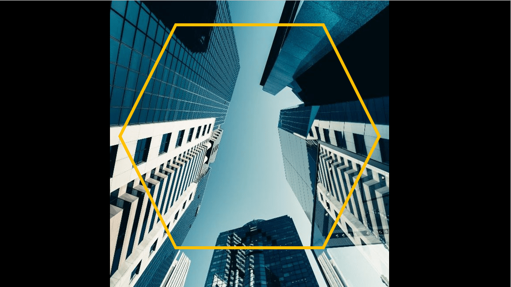 Cut a shape out of an image in powerpoint or mask a picture represented by a polygon on top of a building image.