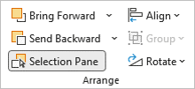 Bring forward and send backward in the Ribbon in PowerPoint.
