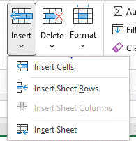 Insert command in the Excel Ribbon to insert multiple rows.